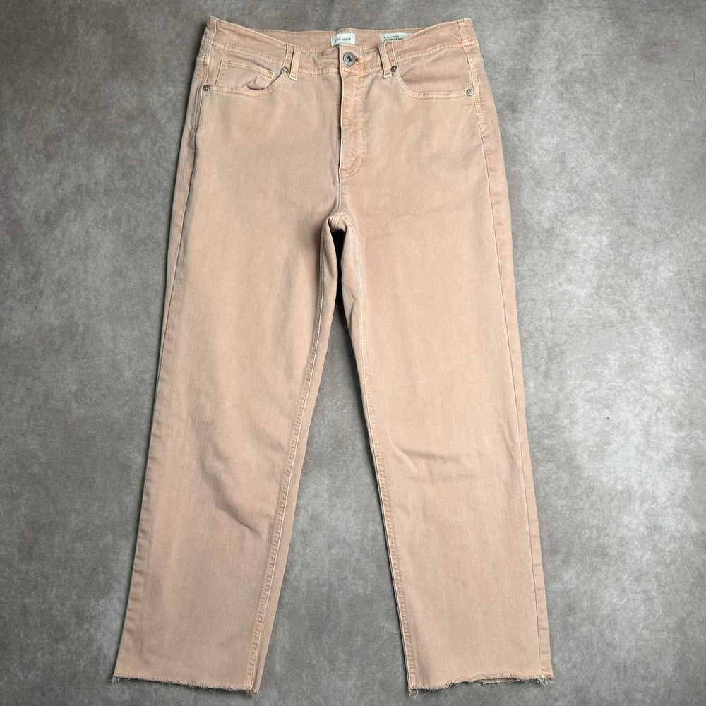 J.Jill Denim Womens 10 High Rise Straight Leg Crop Jeans Pink Raw Hem Stretch